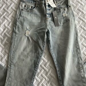 Tractr Light Blue Distressed Straight Leg Jeans